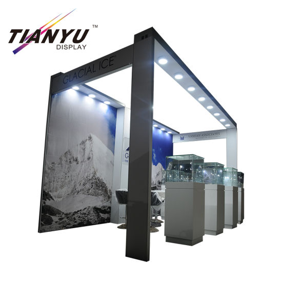 Telón de fondo de tejido en tensión impresa soporte personalizado stand de feria Mostrar el diseño 10X10 para la Exposición Comercial