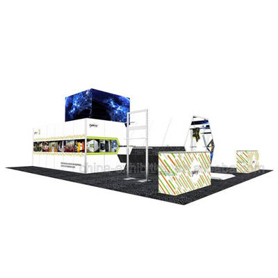 China, precio de fábrica personalizada Publicidad Display con pantalla LED de exposiciones stand de diseño