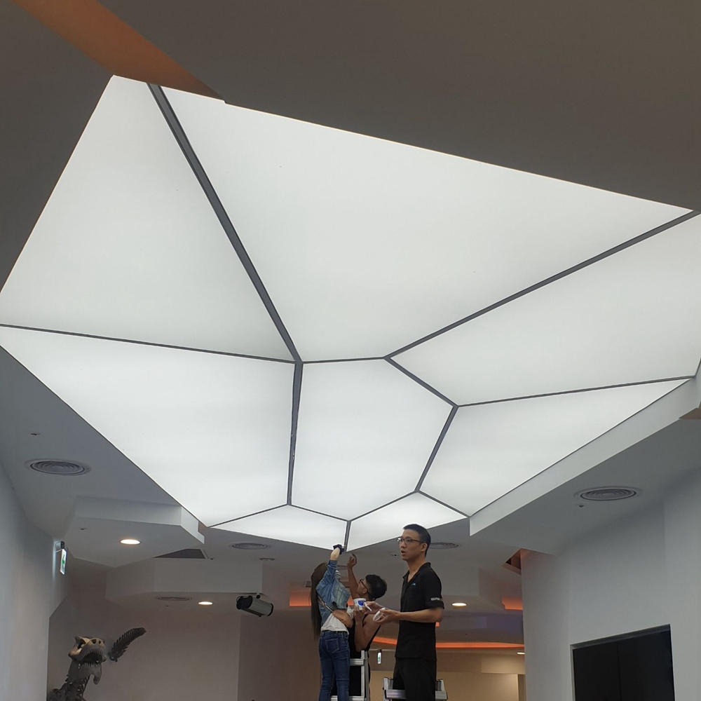 caja de luz de techo forma extrusión tela de la tensión perfil personalizado de aluminio seg